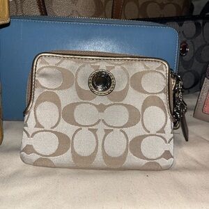 Coach Tan Monogram Coin Pouch